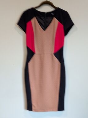 next Colorblock Sheath Dress in Black, Camel & Red 8